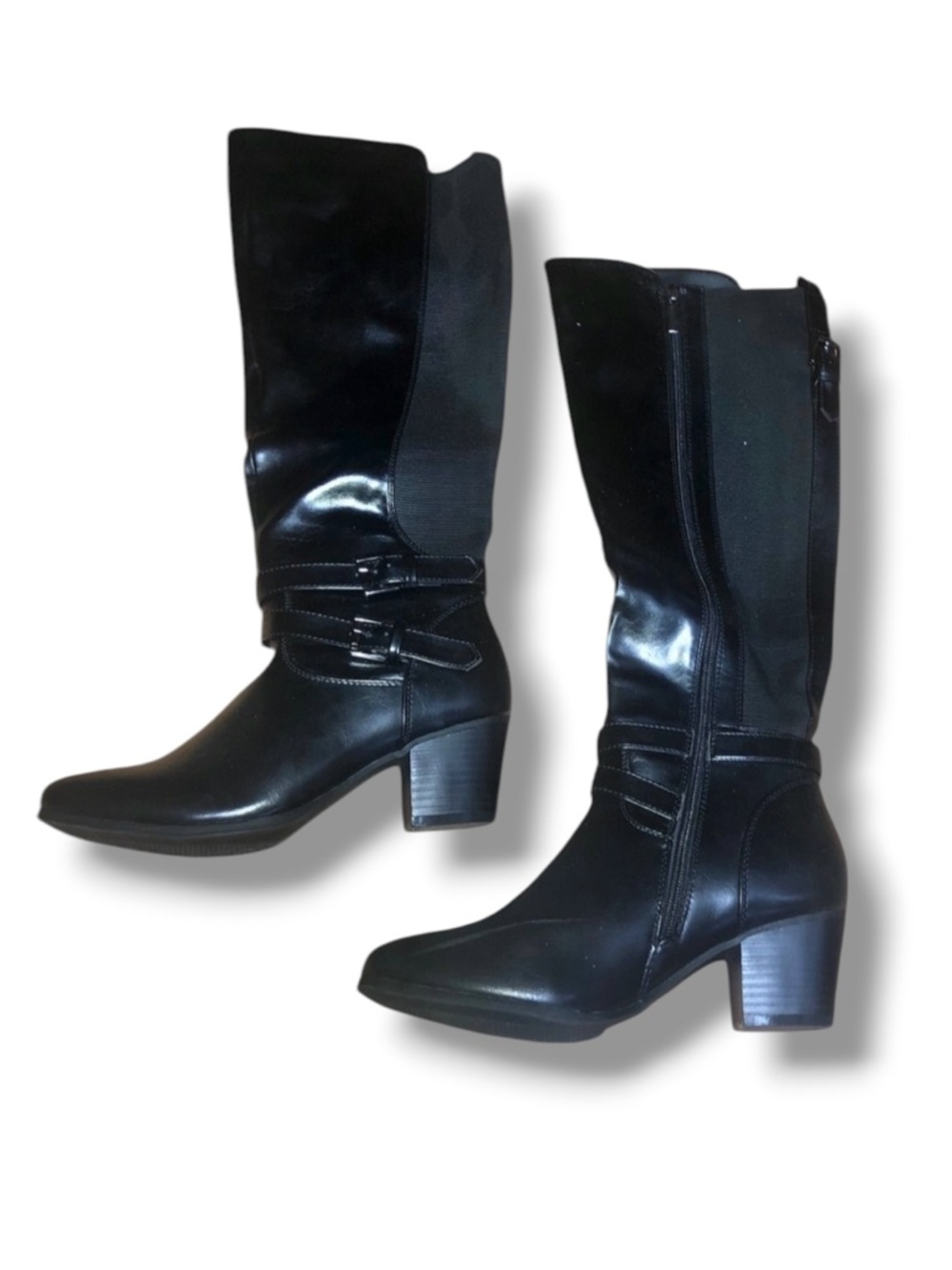 Dress Barn Leah black block heel boots